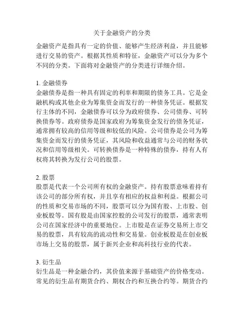 关于金融资产的分类