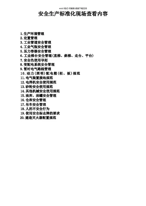 安全生产标准化生产现场安全作业规范