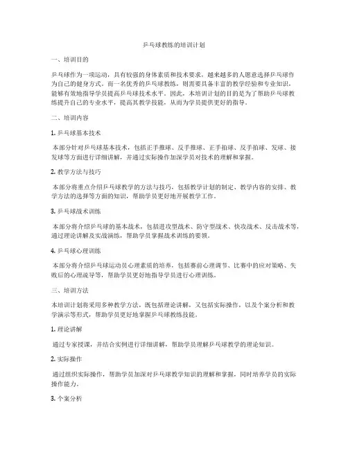 乒乓球教练的培训计划