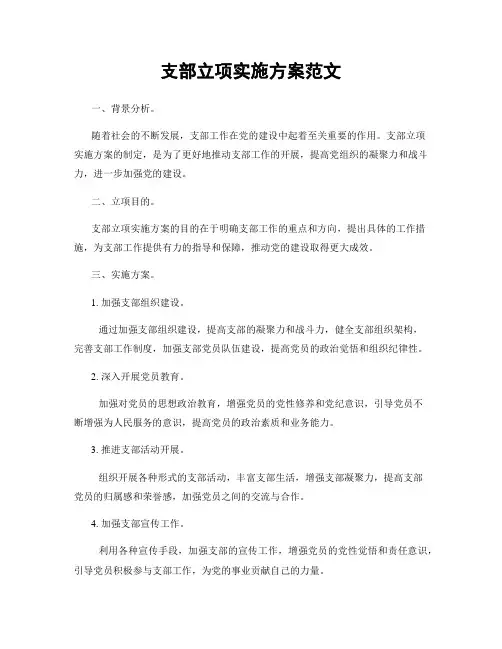 支部立项实施方案范文