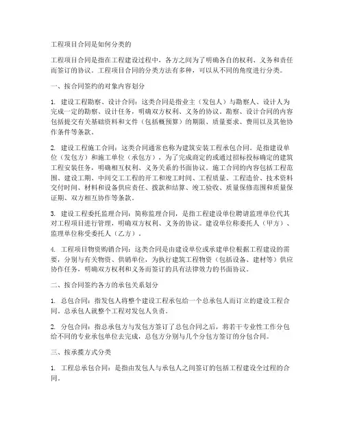 工程项目合同是如何分类的