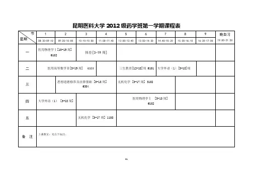 2011-2012学年下学期药学院课表(定稿)