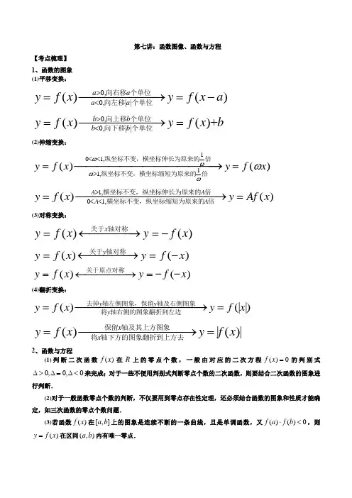 第七讲函数图像及函数与方程解析版