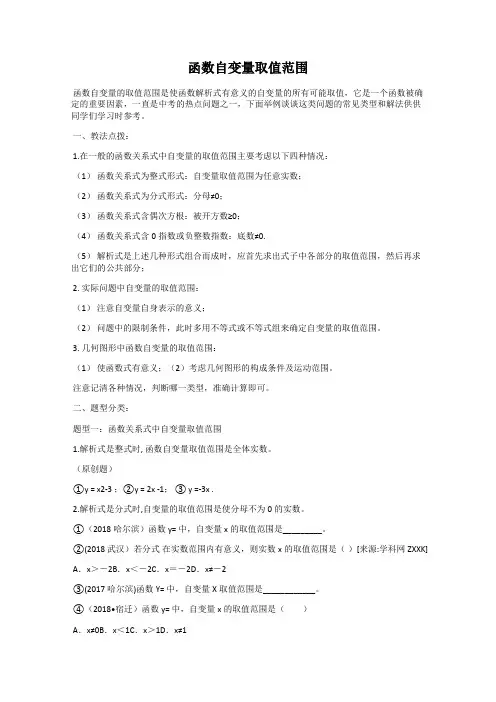 函数自变量取值范围