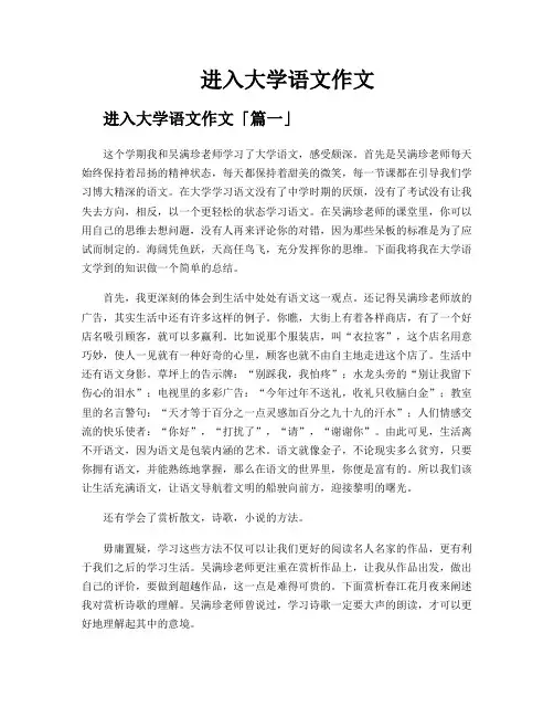 进入大学语文作文
