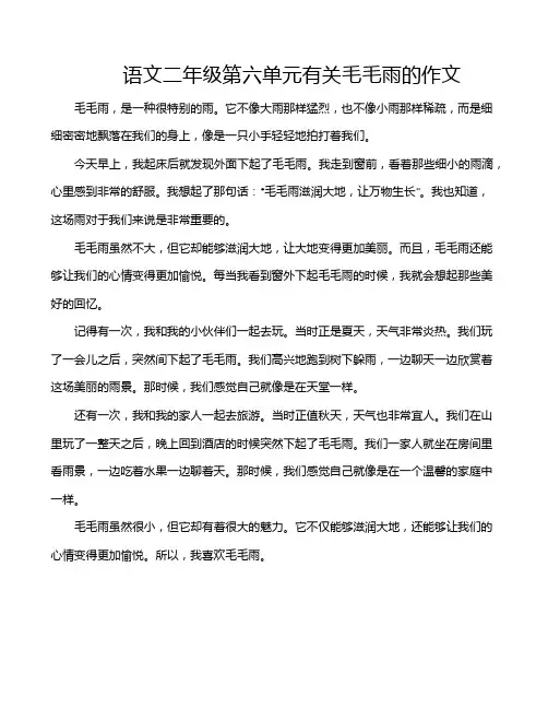 语文二年级第六单元有关毛毛雨的作文