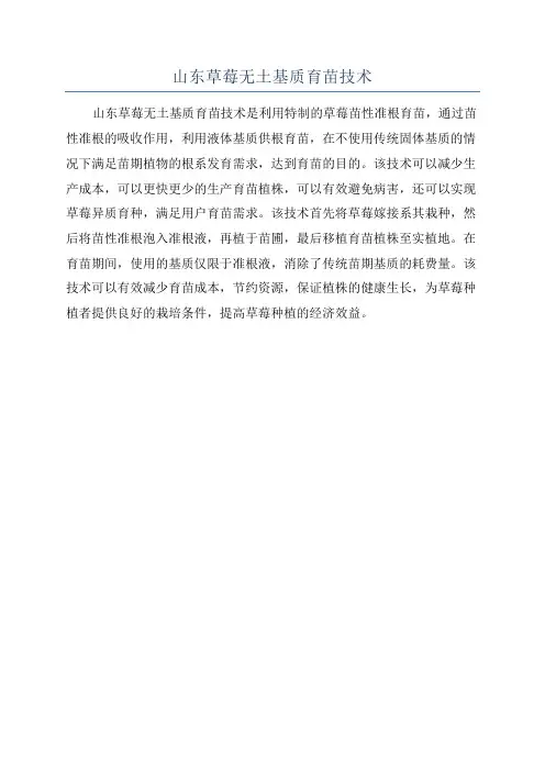 山东草莓无土基质育苗技术