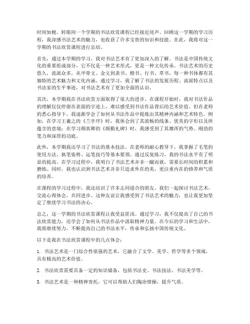 书法欣赏学期总结范文