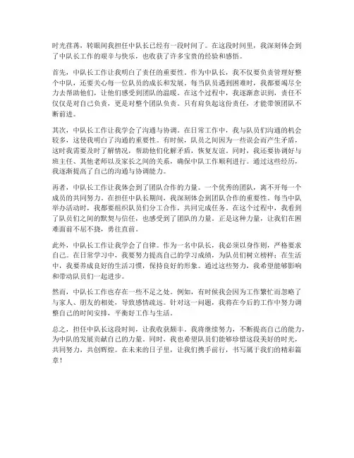 中队长工作感想