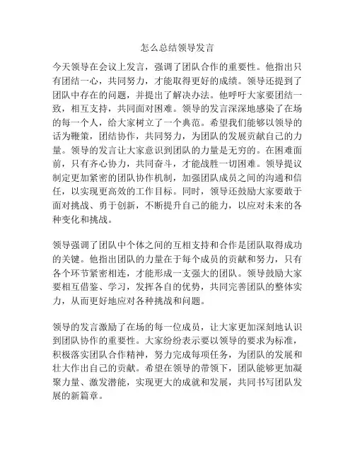 怎么总结领导发言