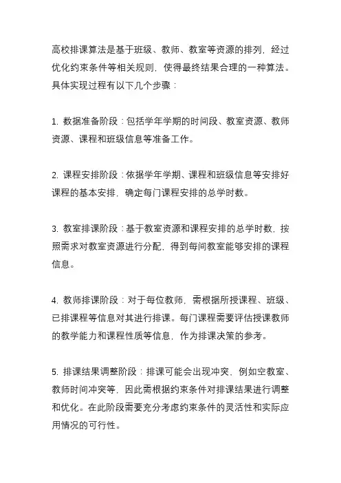 高校排课算法的设计与实现