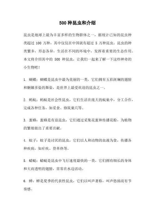 500种昆虫和介绍
