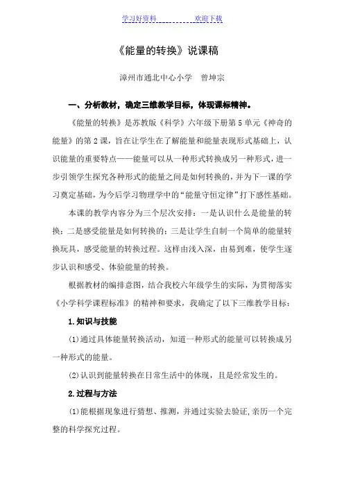 《能量的转换》说课稿