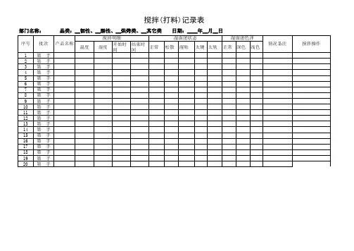 饼干生产搅拌打料记录表