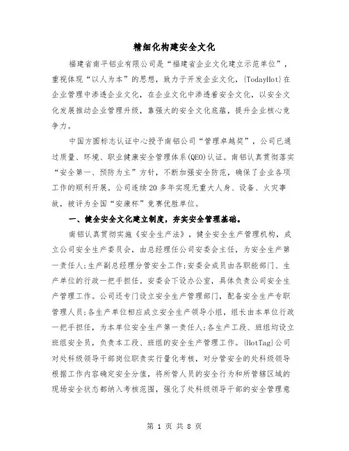 精细化构建安全文化（2篇）