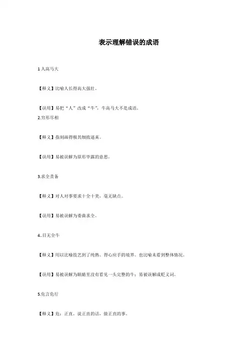 表示理解错误的成语