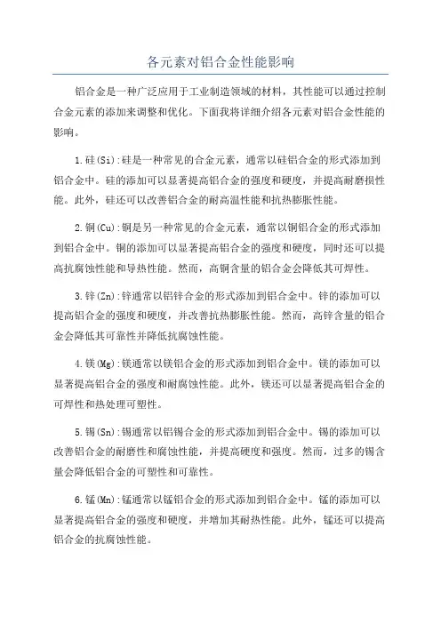 各元素对铝合金性能影响