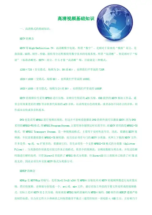 高清视频基础知识