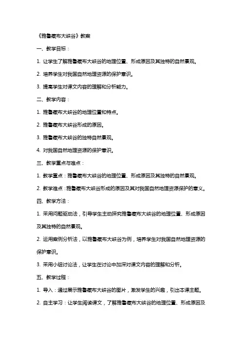 《雅鲁藏布大峡谷》教案