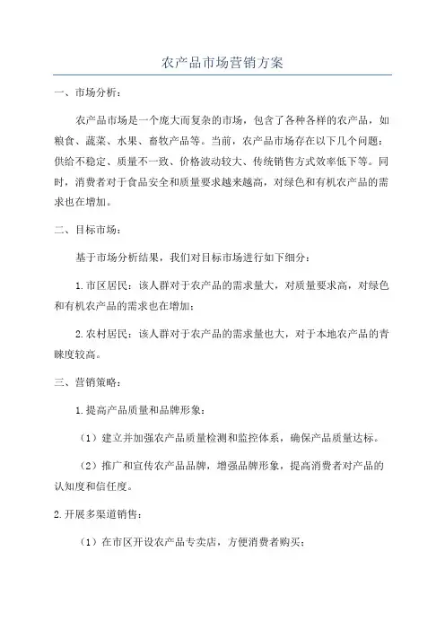 农产品市场营销方案