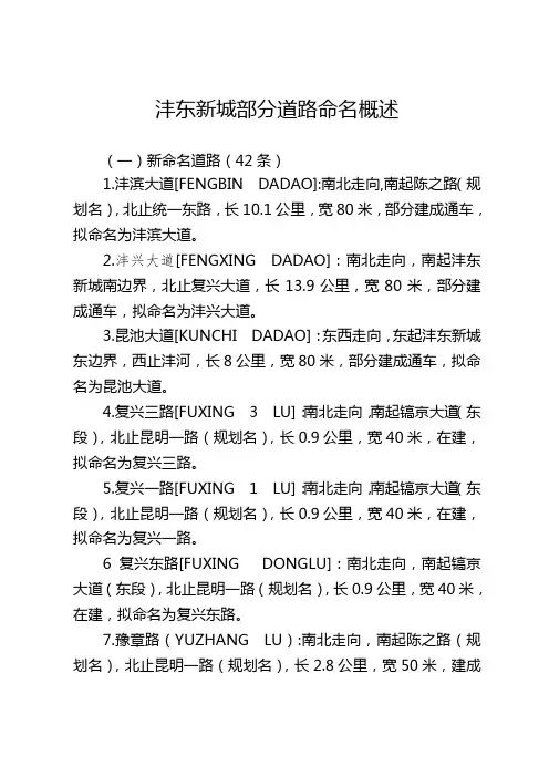 沣东新城部分道路命名概述.doc