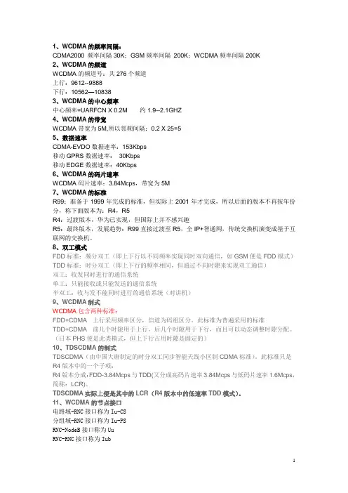 wcdma知识点