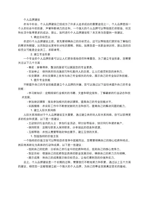 个人品牌建设