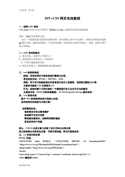 DIV+CSS网页布局教程