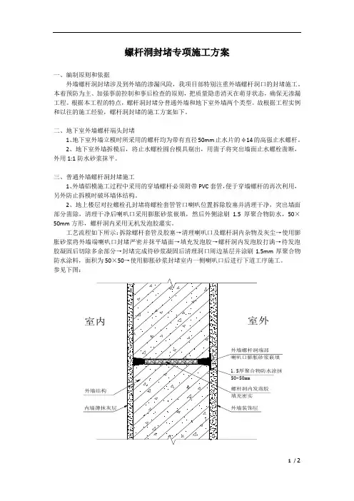 螺杆洞封堵专项施工方案 - 副本