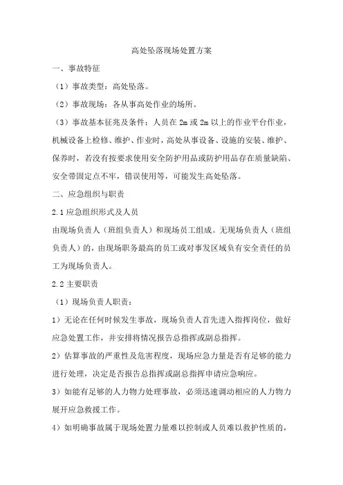 高处坠落现场处置方案
