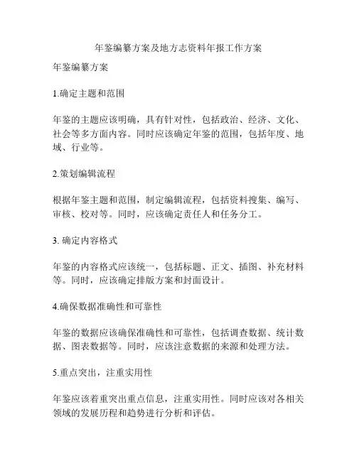 年鉴编纂方案及地方志资料年报工作方案
