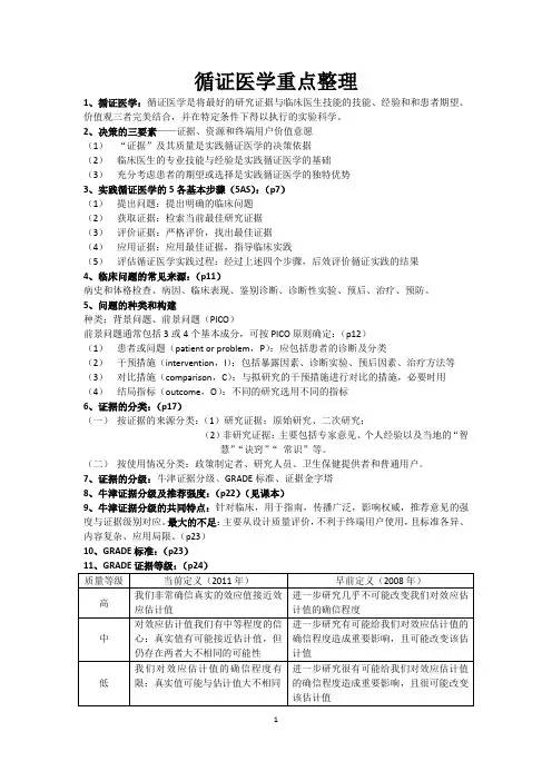 循证医学重点整理