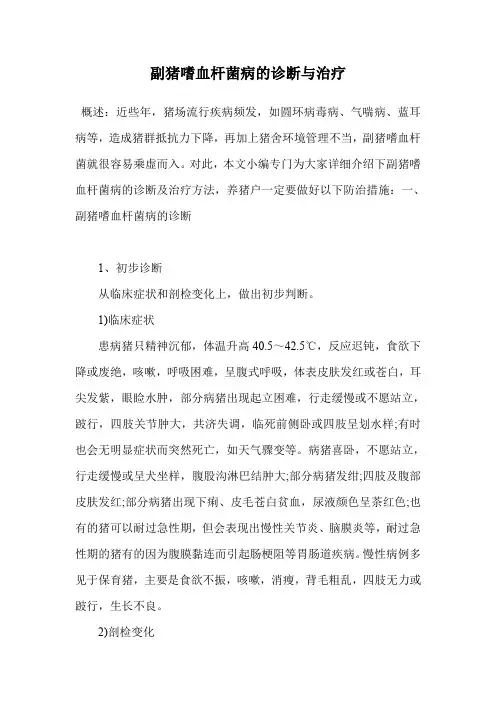 副猪嗜血杆菌病的诊断与治疗.doc