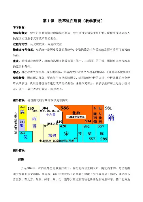 【优选整合】人教版高中历史选修1第三单元第1课 改革迫在眉睫 素材