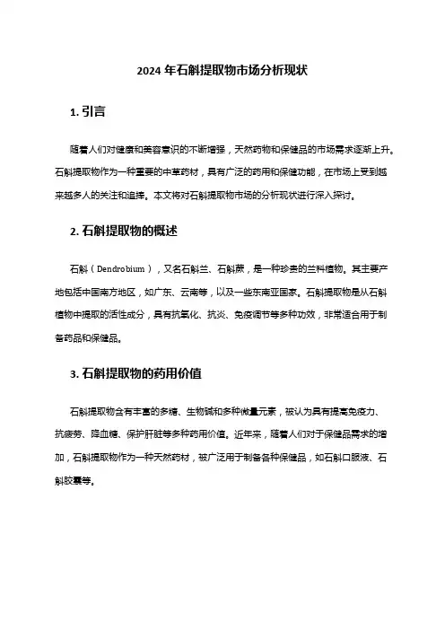 2024年石斛提取物市场分析现状