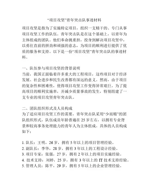 “项目攻坚”青年突击队事迹材料