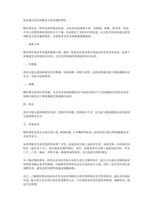如何通过症状判断是否患有慢性咽炎