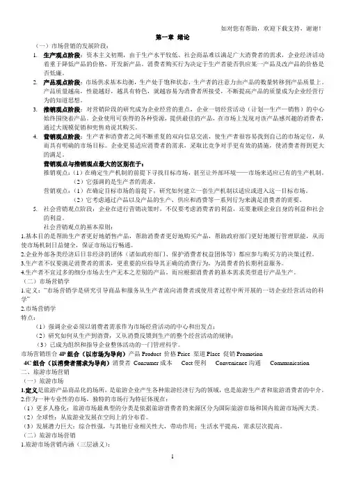 旅游市场营销学考试重点课件整理