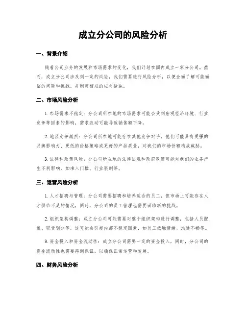 成立分公司的风险分析