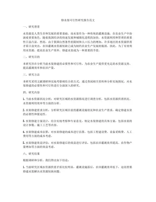 修水渠可行性研究报告范文