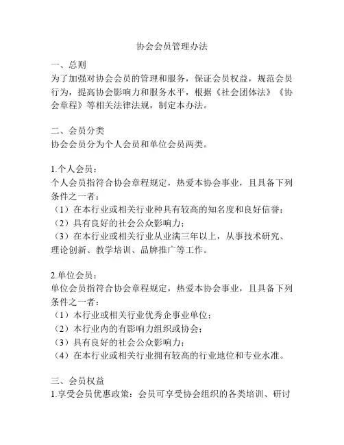 协会会员管理办法