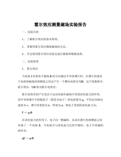 霍尔效应测量磁场实验报告