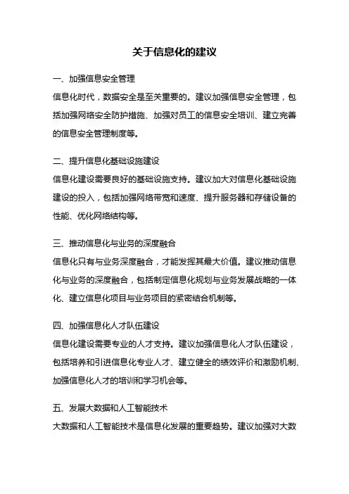 关于信息化的建议