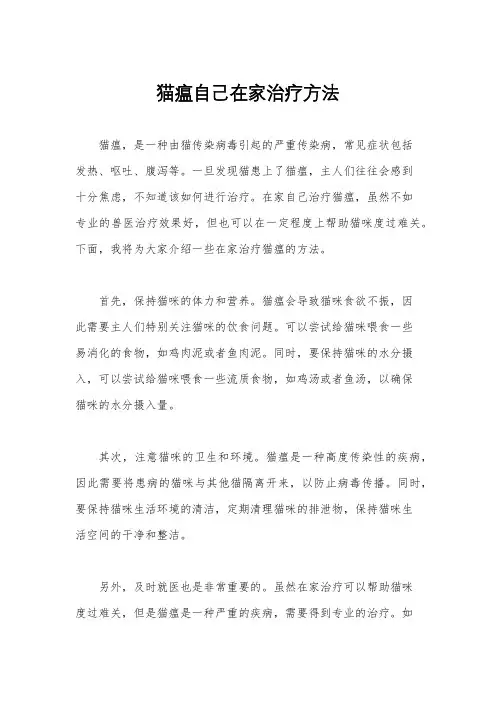 猫瘟自己在家治疗方法