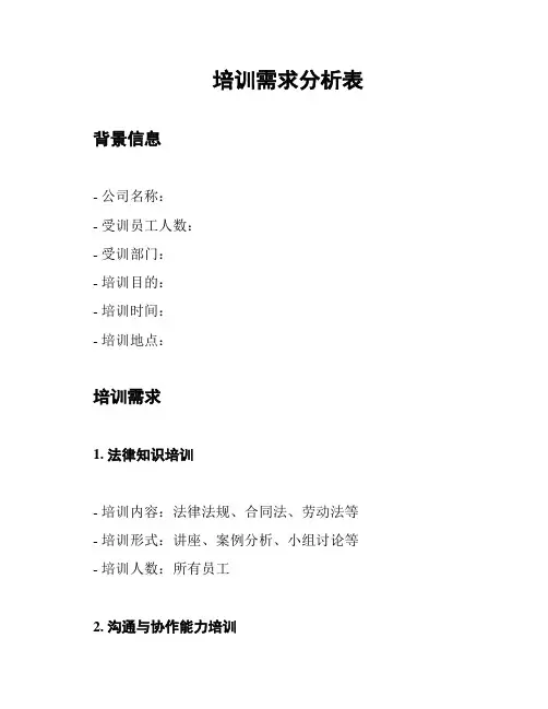 培训需求分析表
