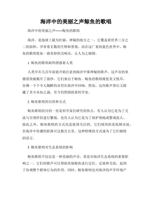 海洋中的美丽之声鲸鱼的歌唱