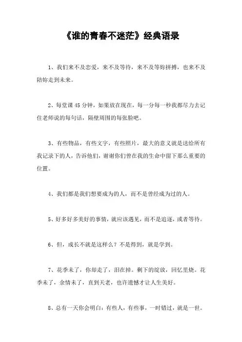 《谁的青春不迷茫》经典语录