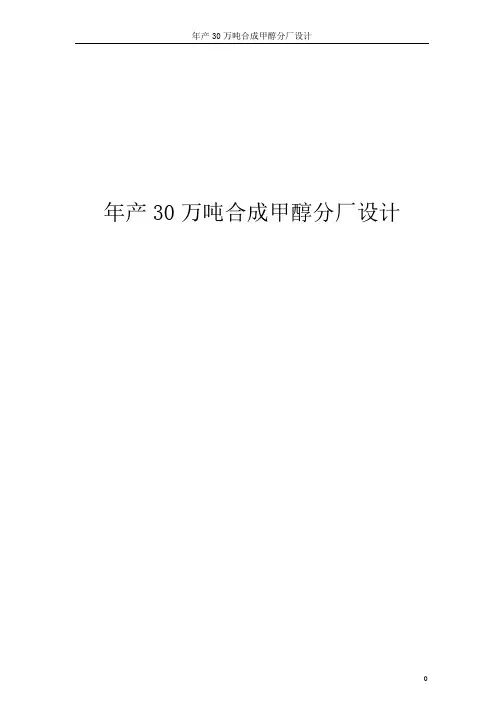 年产30万吨合成甲醇项目初步设计说明书