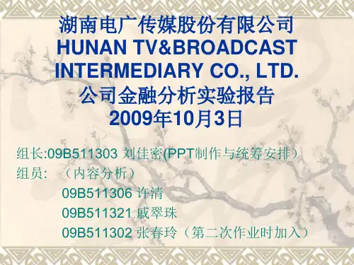 湖南电广传媒分析报告 - 湖南电广传媒股份有限公司HUNAN TV&BROADCAST