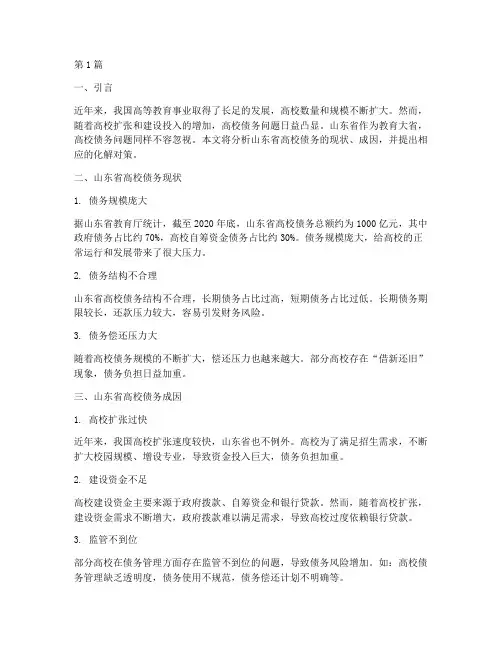 山东化解高校债务(3篇)